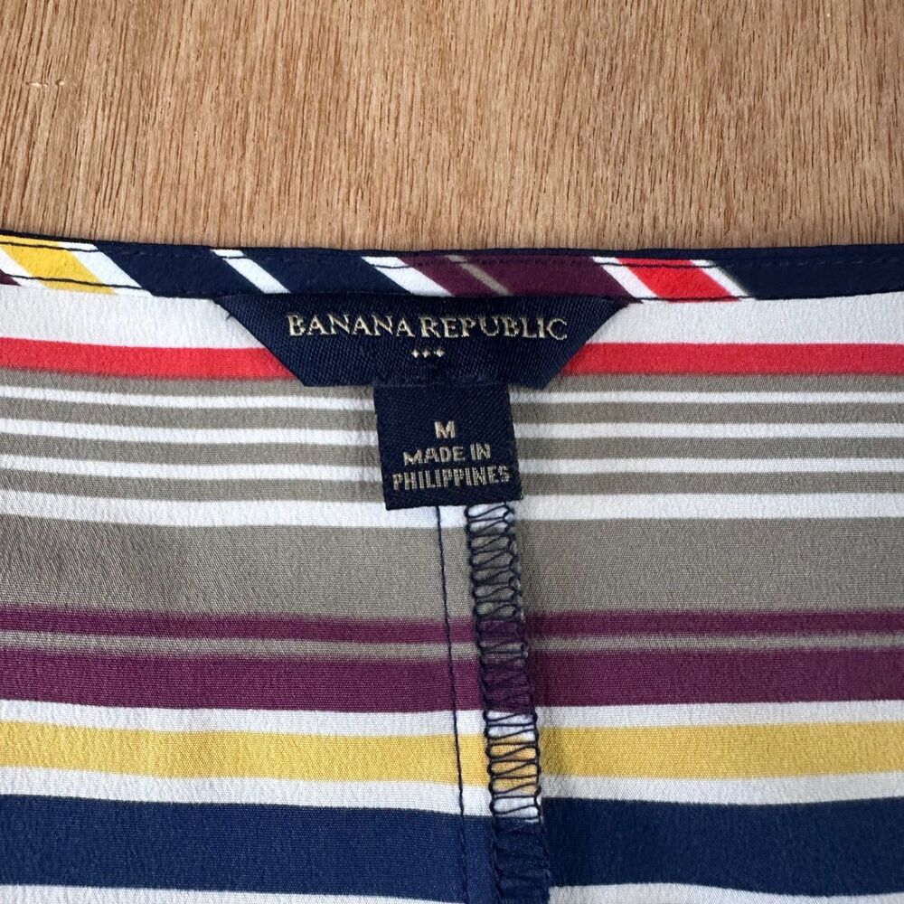 Banana Republic Striped Dolman Blouse M Elastic Waist Belt - Picture 4 of 6